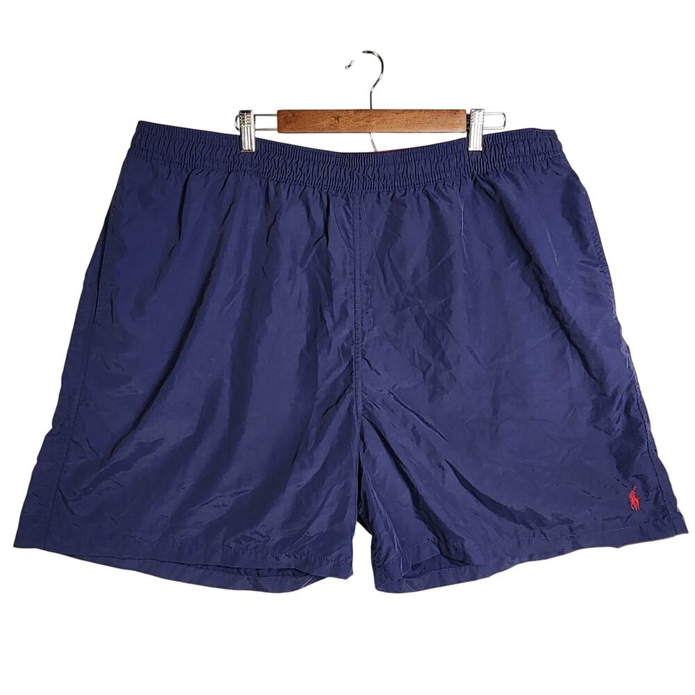 Polo Ralph Lauren Swim Trunks Shorts 4XB Big Pockets Navy Blue‎ Red Pony Lined